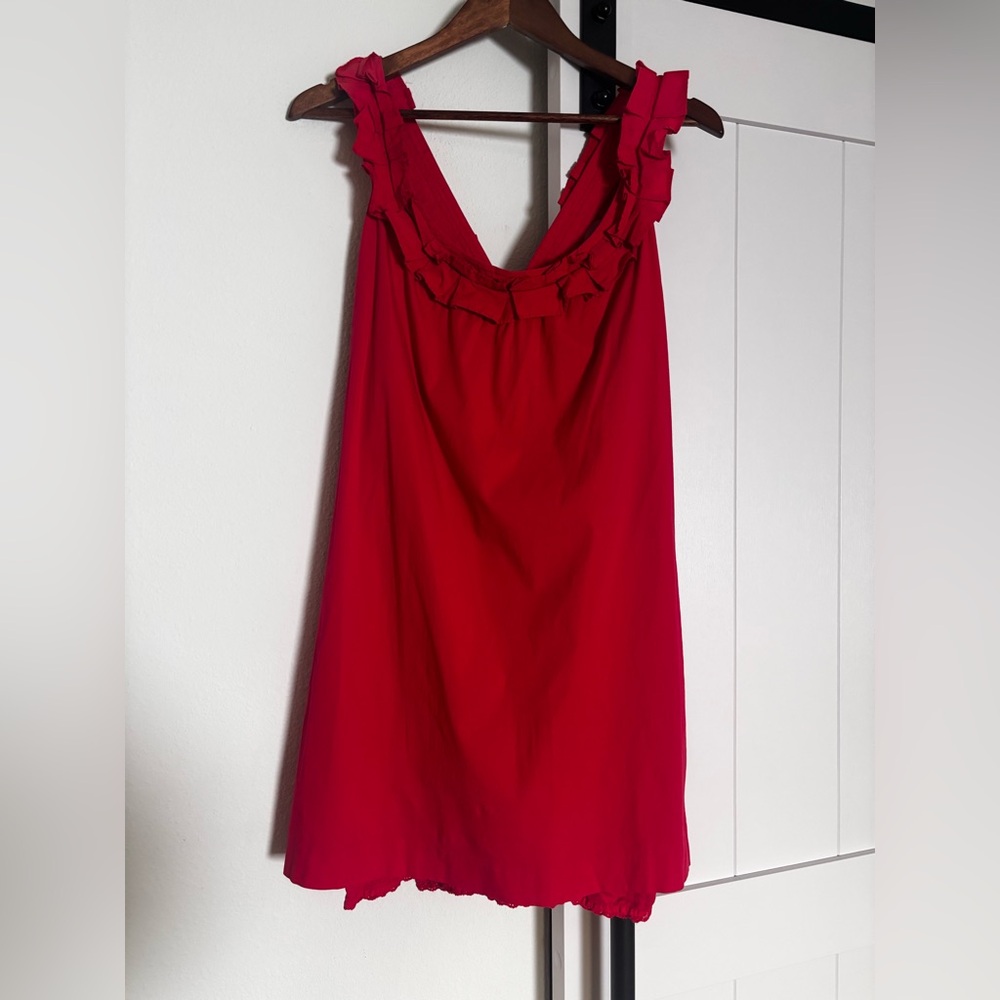 Fei Anthropologie Carambola Ruffle Pleated Shift Mini Sleeveless Dress (Size 12)